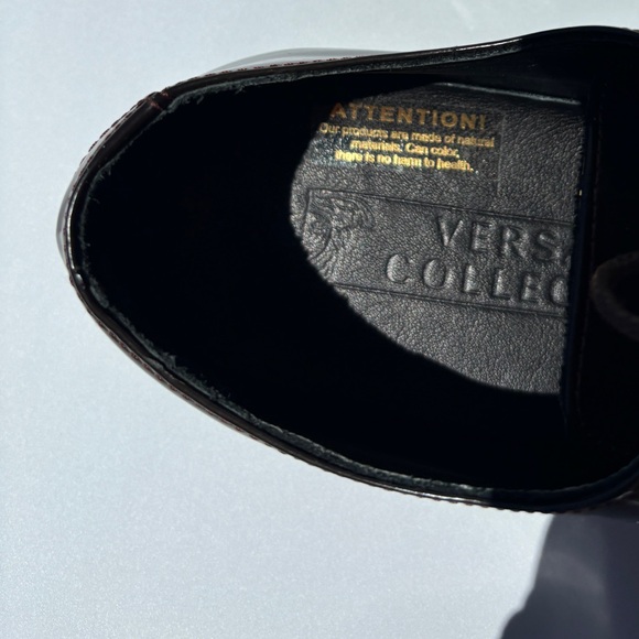 Versace dark brown  Leather Men's Made In Italy Size 10 shoes loafers - Picture 7 of 8